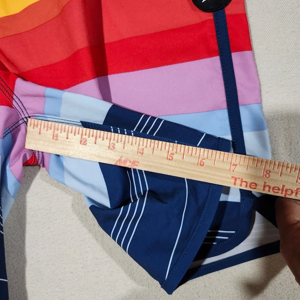 Hurley Phantom Mens Board Shorts Size 29 Rainbow Stripe Blue Swim Trunks Surf